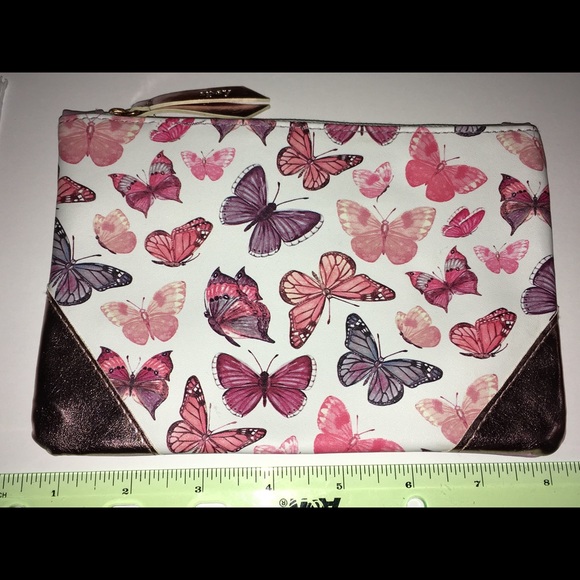 New Rose Gold Pink Purple Butterfly Makeup Bag - Picture 2 of 5